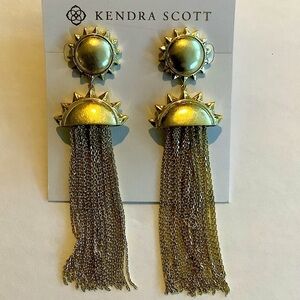 Kendra Scott Sienna Sun Statement Earrings Gold New